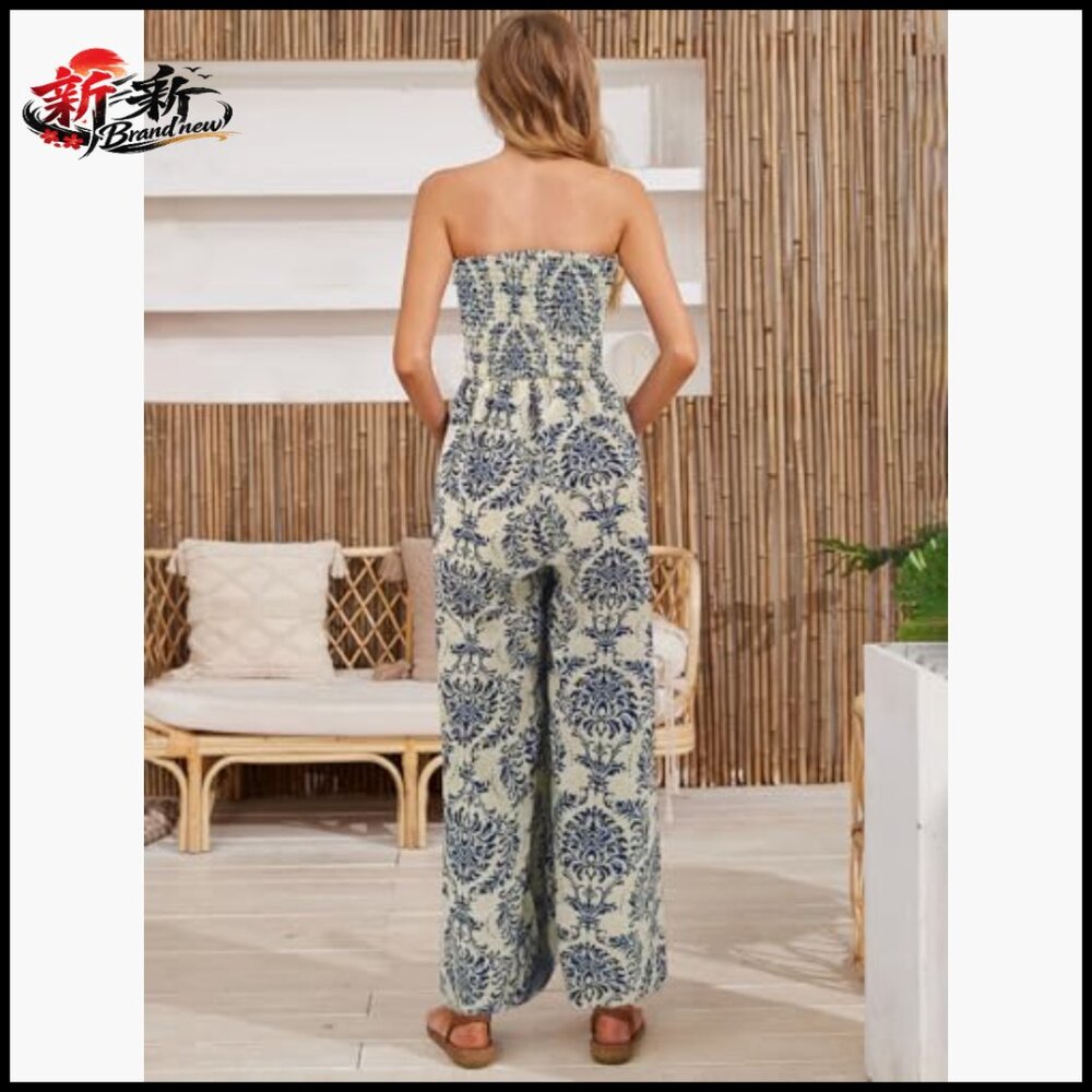 Polyester Strapless Jumpsuit with Pockets for Sum… - image 3